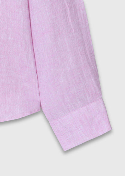 Rosa Leinenhemd, lässiger Schnitt, 100% Leinen
