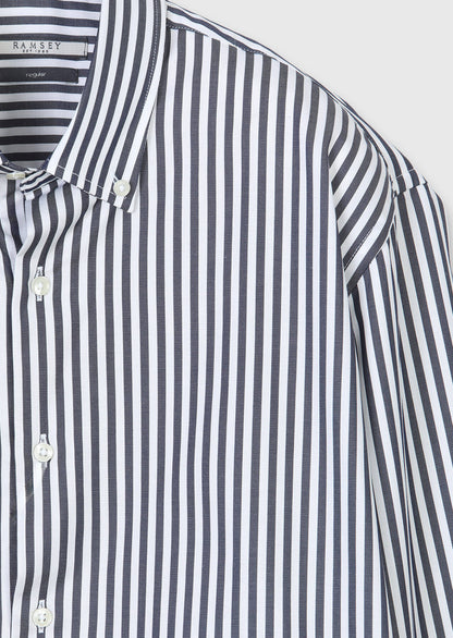 Marineblau gestreiftes Hemd, klassischer Schnitt
