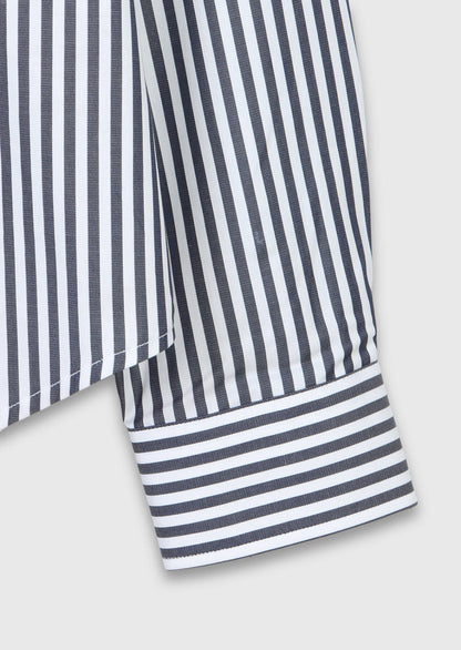Marineblau gestreiftes Hemd, klassischer Schnitt