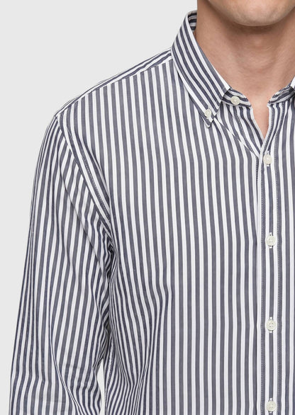 Marineblau gestreiftes Hemd, klassischer Schnitt