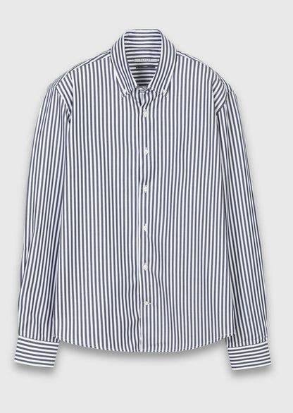 Marineblau gestreiftes Hemd, klassischer Schnitt