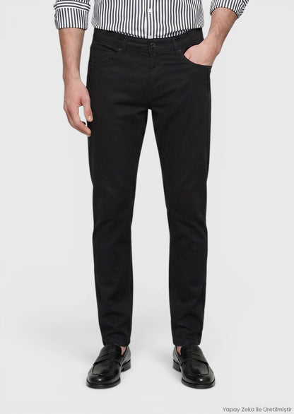 Schwarze Velours Casual Baumwollhose