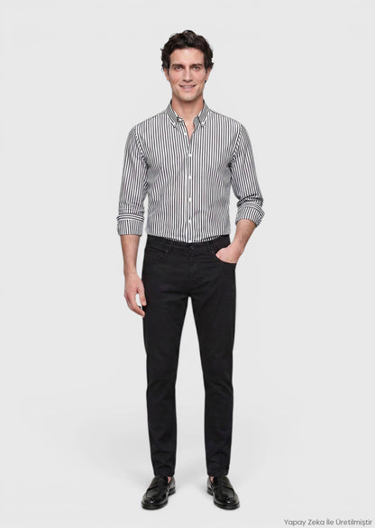 Schwarze Velours Casual Baumwollhose
