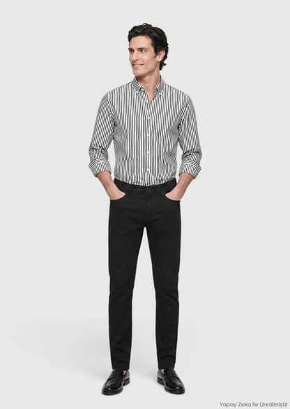 Schwarze Velours Casual Baumwollhose