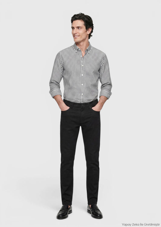 Schwarze Velours Casual Baumwollhose