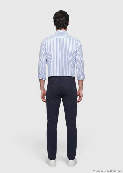 Marineblaue Velours Casual-Hose, Slim Fit