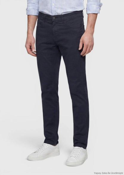 Marineblaue Velours Casual-Hose, Slim Fit