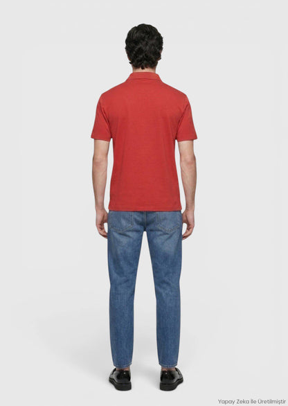Rotes Baumwoll-Misch-T-Shirt