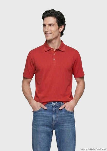 Rotes Baumwoll-Misch-T-Shirt