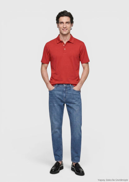 Rotes Baumwoll-Misch-T-Shirt