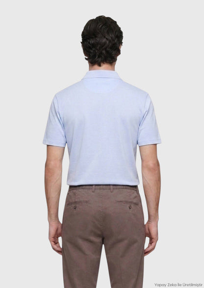 Hellblaues Baumwoll-Mix T-Shirt