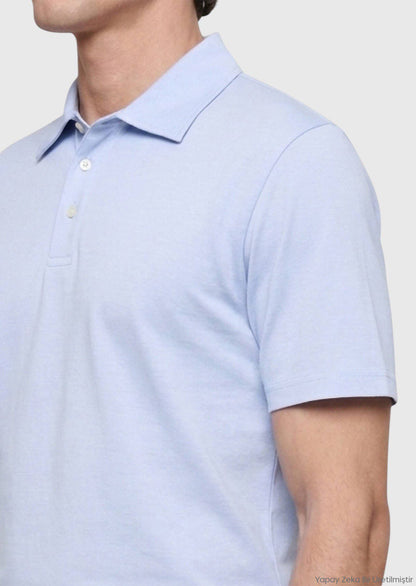 Hellblaues Baumwoll-Mix T-Shirt