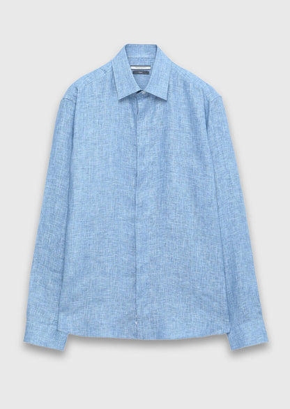 Indigo Bedrucktes Casual Leinenhemd