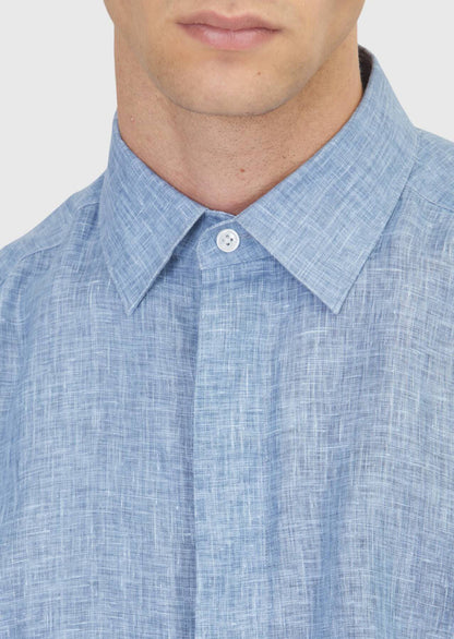 Indigo Bedrucktes Casual Leinenhemd