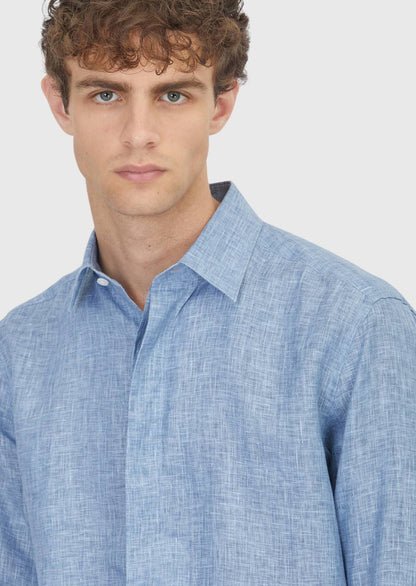 Indigo Bedrucktes Casual Leinenhemd
