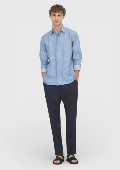 Indigo Bedrucktes Casual Leinenhemd