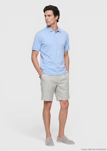 Mittleres Blaues Unifarben T-Shirt