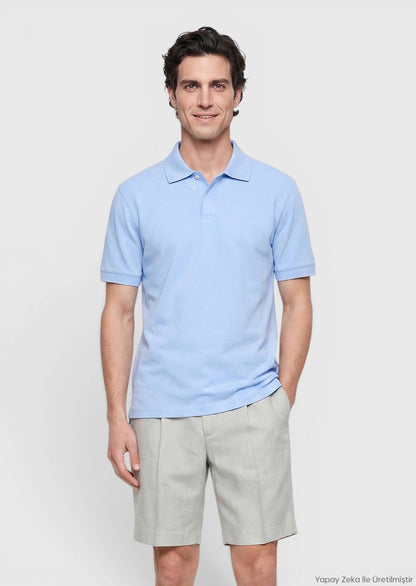 Mittleres Blaues Unifarben T-Shirt