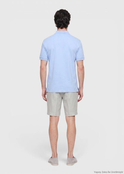 Mittleres Blaues Unifarben T-Shirt