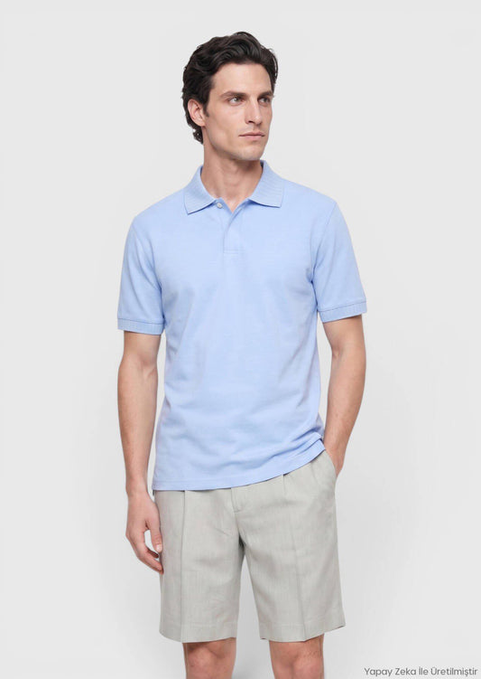 Mittleres Blaues Unifarben T-Shirt