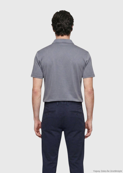 Kohlefarbiges Baumwollmix T-Shirt