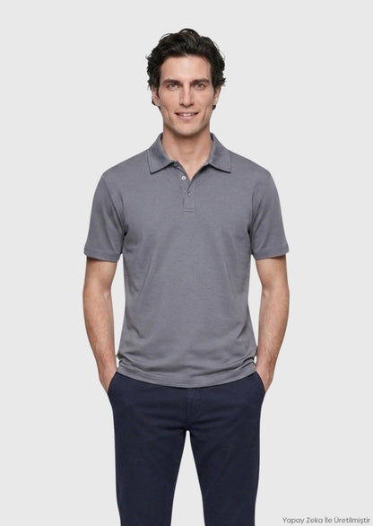 Kohlefarbiges Baumwollmix T-Shirt