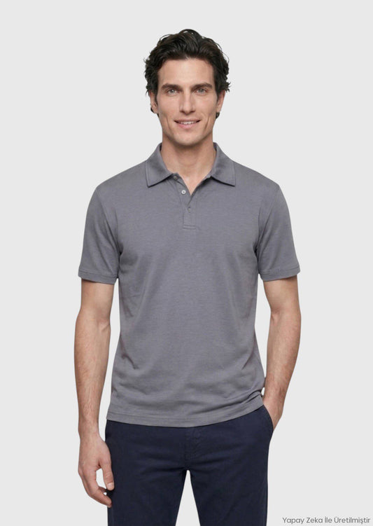 Kohlefarbiges Baumwollmix T-Shirt