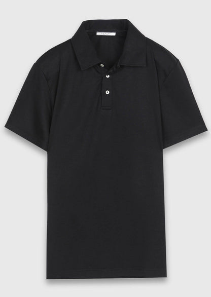 Schwarzes Baumwoll-Misch-T-Shirt