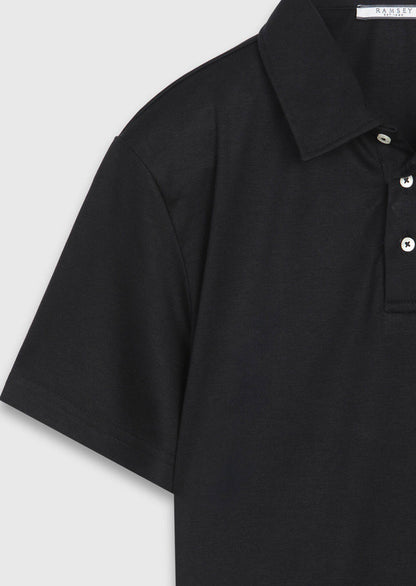 Schwarzes Baumwoll-Misch-T-Shirt