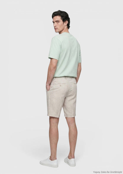 Mintfarbiges Baumwollmix T-Shirt
