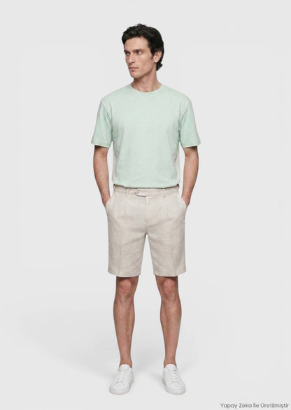 Mintfarbiges Baumwollmix T-Shirt