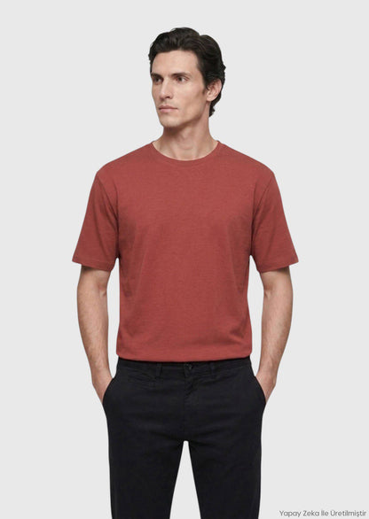 Rotes Baumwoll-Misch-T-Shirt
