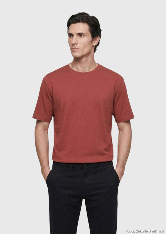 Rotes Baumwoll-Misch-T-Shirt