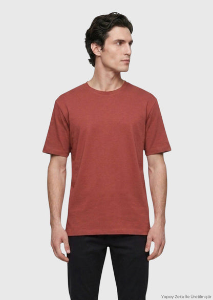 Rotes Baumwoll-Misch-T-Shirt