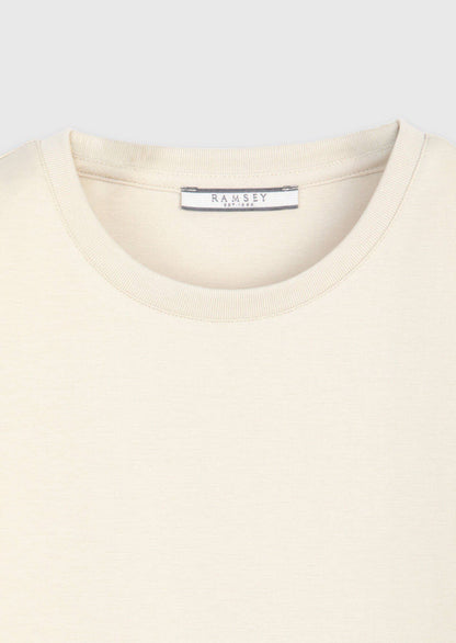 Beiges Baumwoll-Misch-T-Shirt