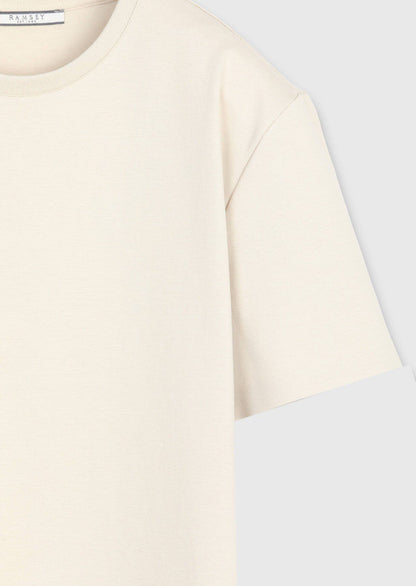 Beiges Baumwoll-Misch-T-Shirt