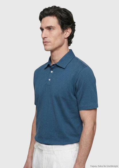 Petrolblaues Baumwollmix T-Shirt
