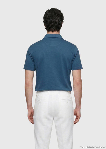 Petrolblaues Baumwollmix T-Shirt