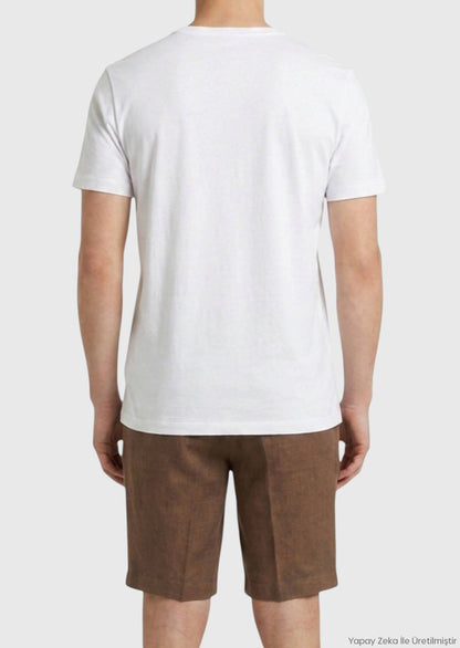 Weißes Baumwoll-Misch-T-Shirt