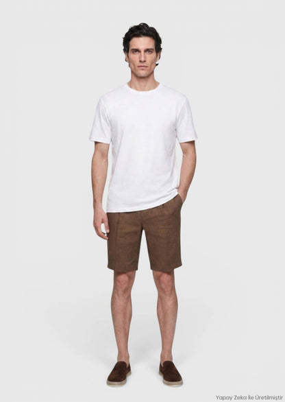 Weißes Baumwoll-Misch-T-Shirt