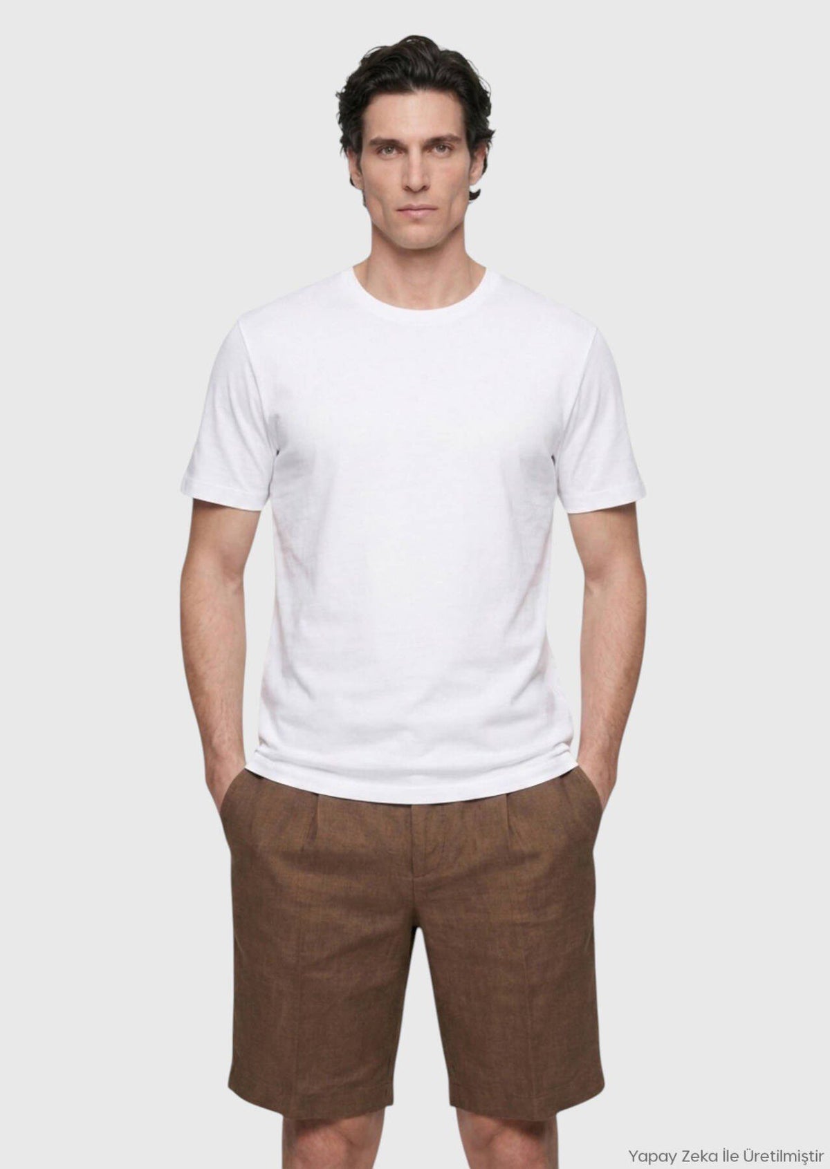 Weißes Baumwoll-Misch-T-Shirt