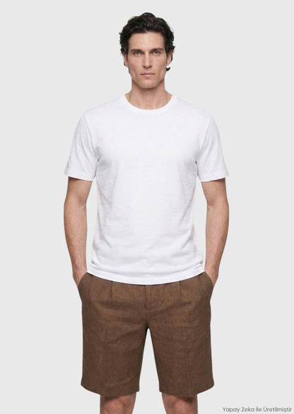 Weißes Baumwoll-Misch-T-Shirt