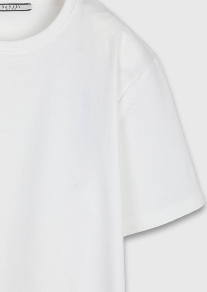 Weißes Baumwoll-Misch-T-Shirt
