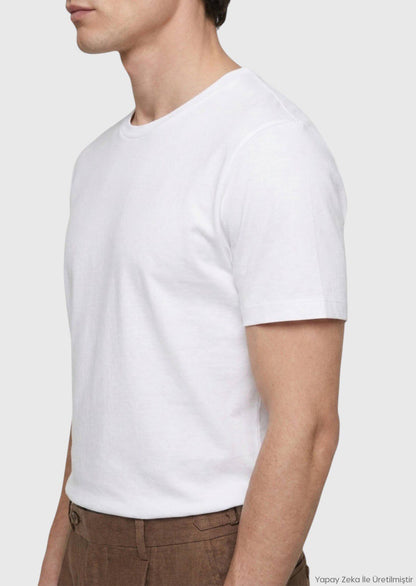 Weißes Baumwoll-Misch-T-Shirt