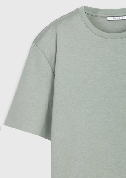 Khaki Unifarbenes Baumwoll-T-Shirt