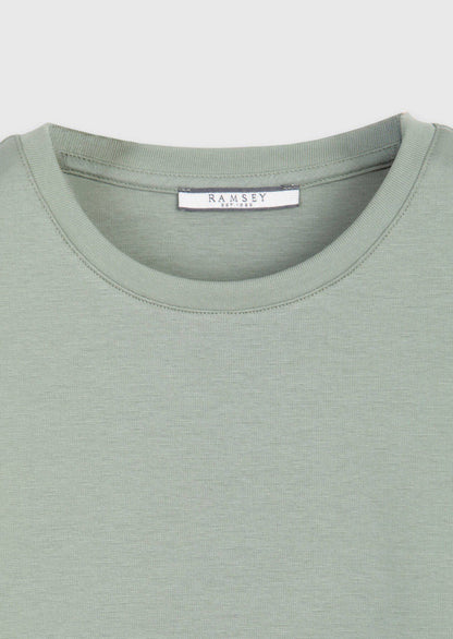 Khaki Unifarbenes Baumwoll-T-Shirt