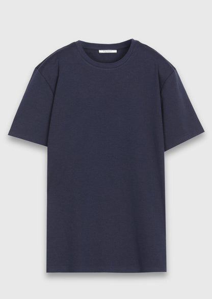 Marineblaues Baumwollmix T-Shirt