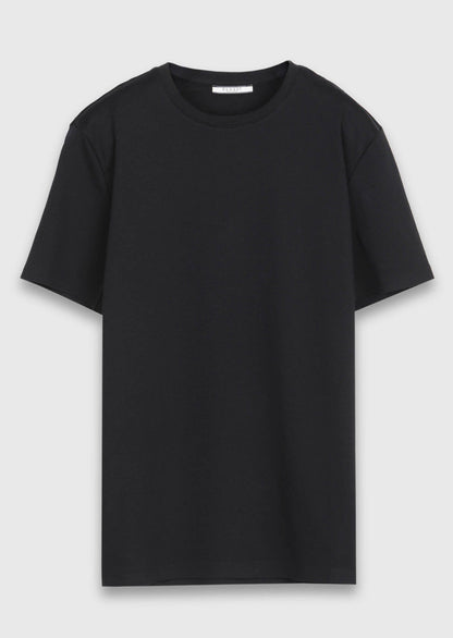 Schwarzes Baumwoll-Mix T-Shirt