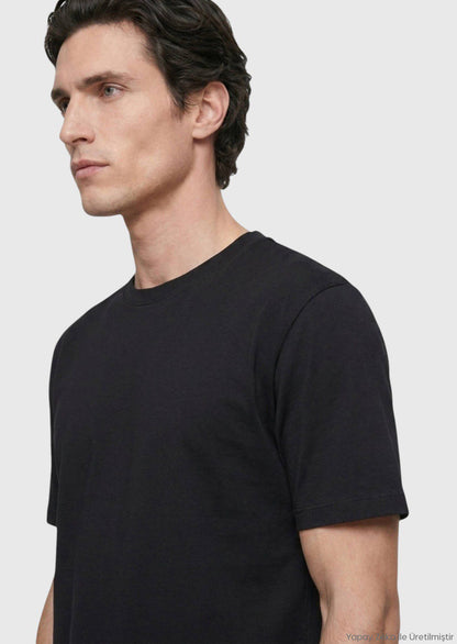 Schwarzes Baumwoll-Mix T-Shirt