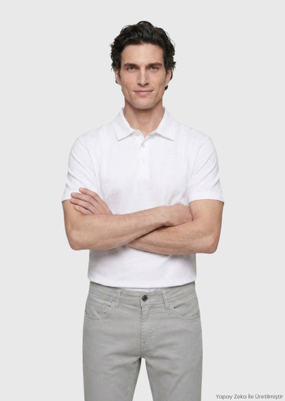 Weißes Baumwoll-Misch-T-Shirt